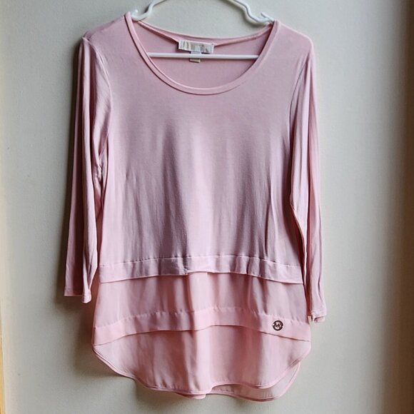 MICHAEL Michael Kors Tops - MICHAEL Michael Kors Pink Layered Scoop Neck Blouse Size Small